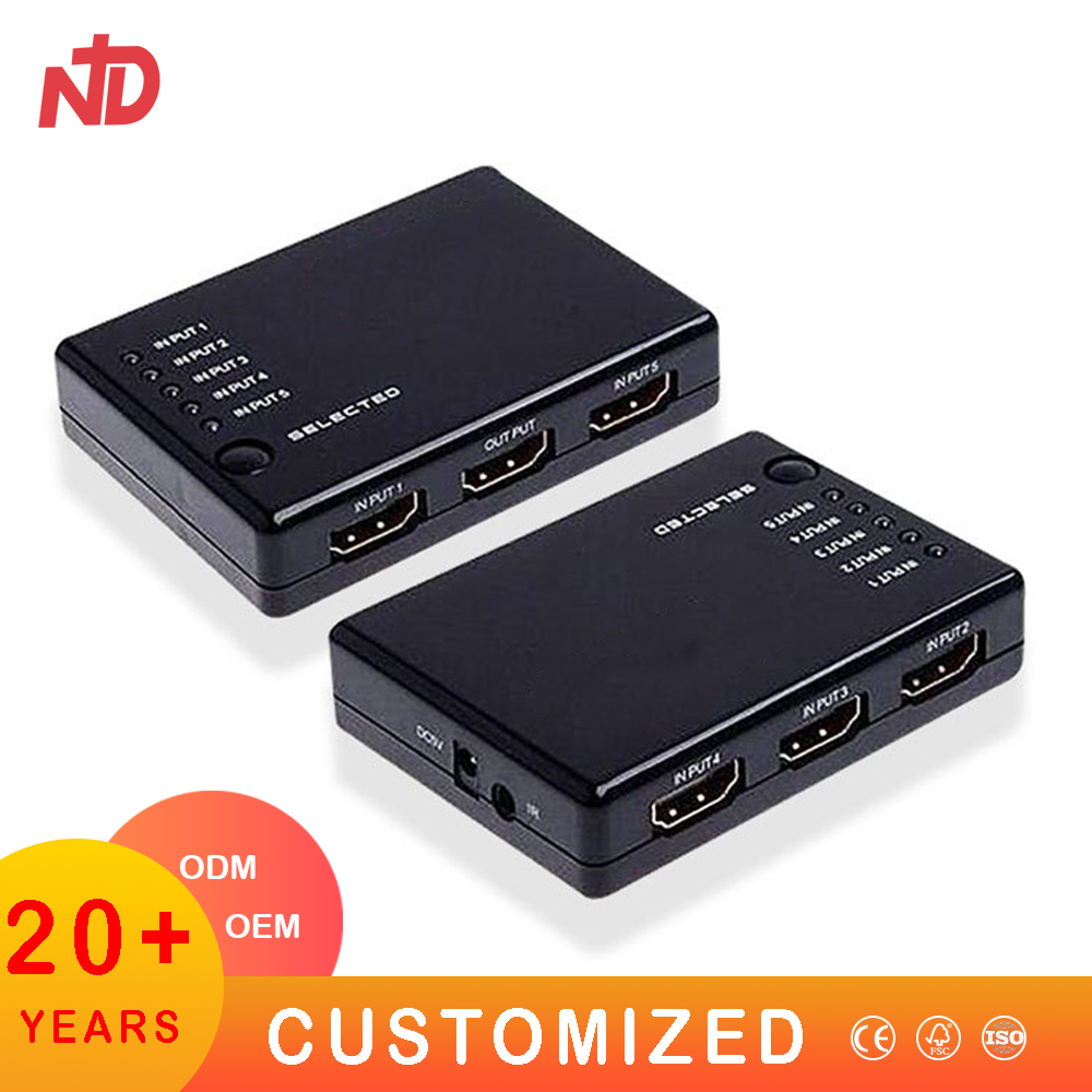 HDMI Switch Housing 5 in 1 Out HDMI Interface 3 in 1 Out Video Converter Housing Plastic Shell Moulding Parts Molding Service